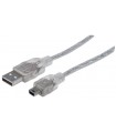 CABLE USB V2.0 MANHATTAN A-MINI B  1.8M PLATA  333412