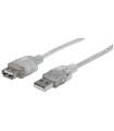 CABLE MANHATTAN USB V2.0 Ext. 3.0M PLATA 340496